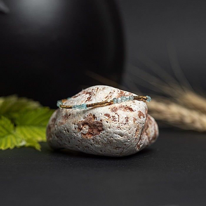 Bratara delicata Boho din pietre semipretioase de Apatit placata cu aur de 18K [8]