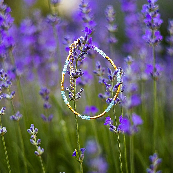 Bratara delicata Boho din pietre semipretioase de Apatit placata cu aur de 18K [3]