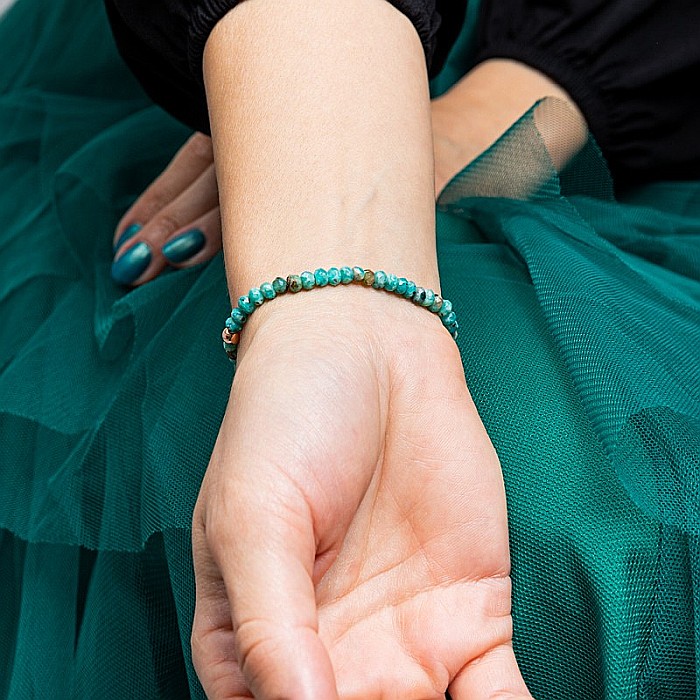 Bratara din jad verde-turcoaz fatetat si hematit rose gold, Debra [10]