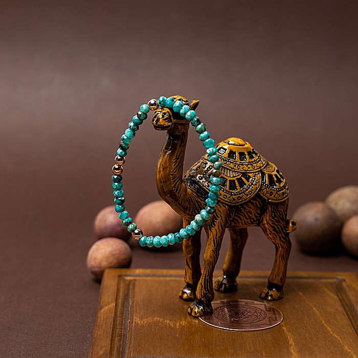 Bratara din jad verde-turcoaz fatetat si hematit rose gold, Debra [4]