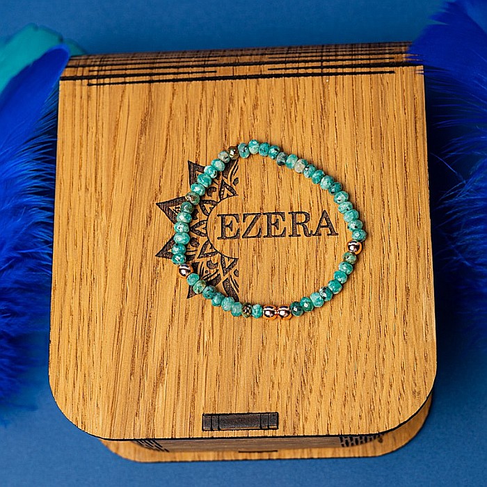 Bratara din jad verde-turcoaz fatetat si hematit rose gold, Debra [7]