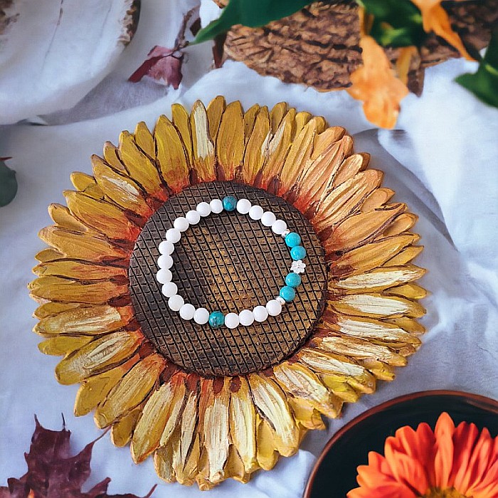 Bratara din pietre naturale de Turcoaz si Tridacna Doria cu accesorii din argint 925 [4]