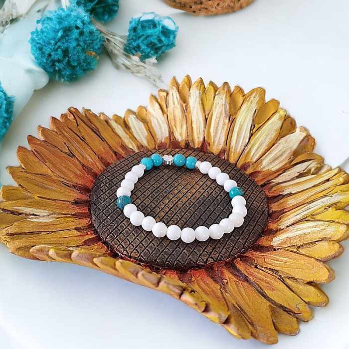 Bratara din pietre naturale de Turcoaz si Tridacna Doria cu accesorii din argint 925 [6]