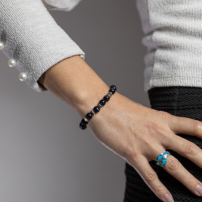 Bratara din pietre Sand Stone, realizata manual, Brigitta, sfere de 8mm [3]