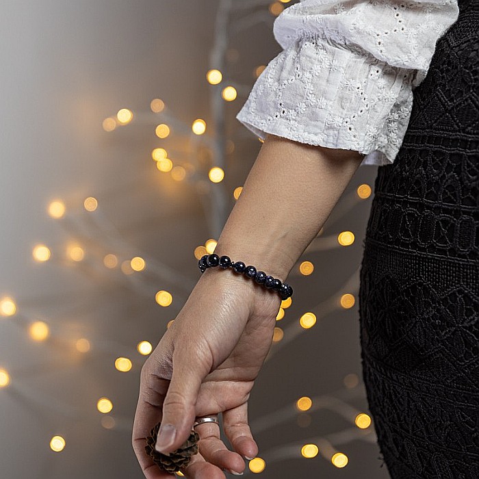 Bratara din pietre Sand Stone, realizata manual, Brigitta, sfere de 8mm [5]