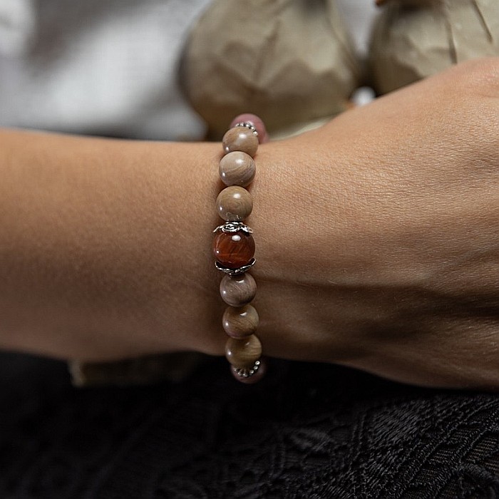 Bratara din pietre semipretioase de Rodonit, Tora, margele de 8mm [3]