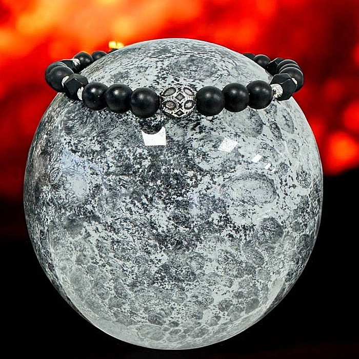 Bratara elastica barbati Elmer din onix mat si accesorii din inox [3]