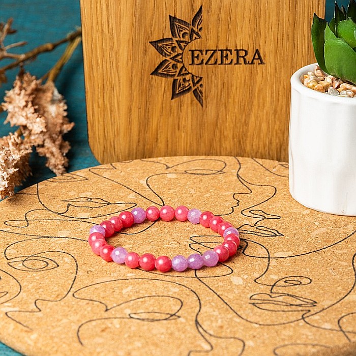 Bratara elastica cu pietre semipretioase fete Namya din cristale de Jad, sfere de 6mm [8]