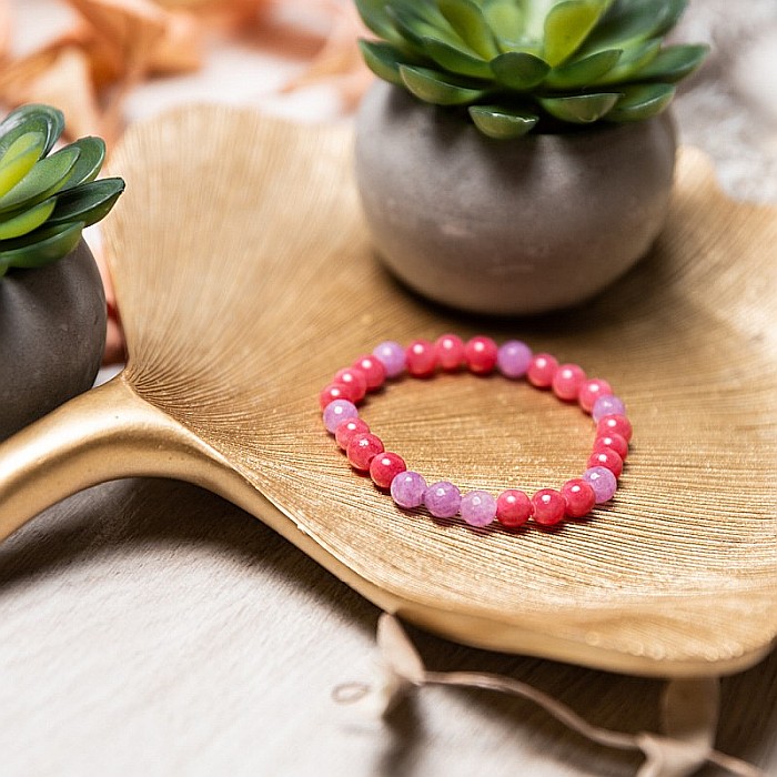 Bratara elastica cu pietre semipretioase fete Namya din cristale de Jad, sfere de 6mm [6]