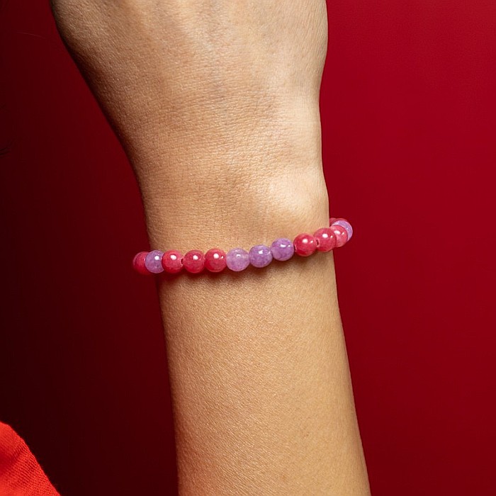 Bratara elastica cu pietre semipretioase fete Namya din cristale de Jad, sfere de 6mm [3]