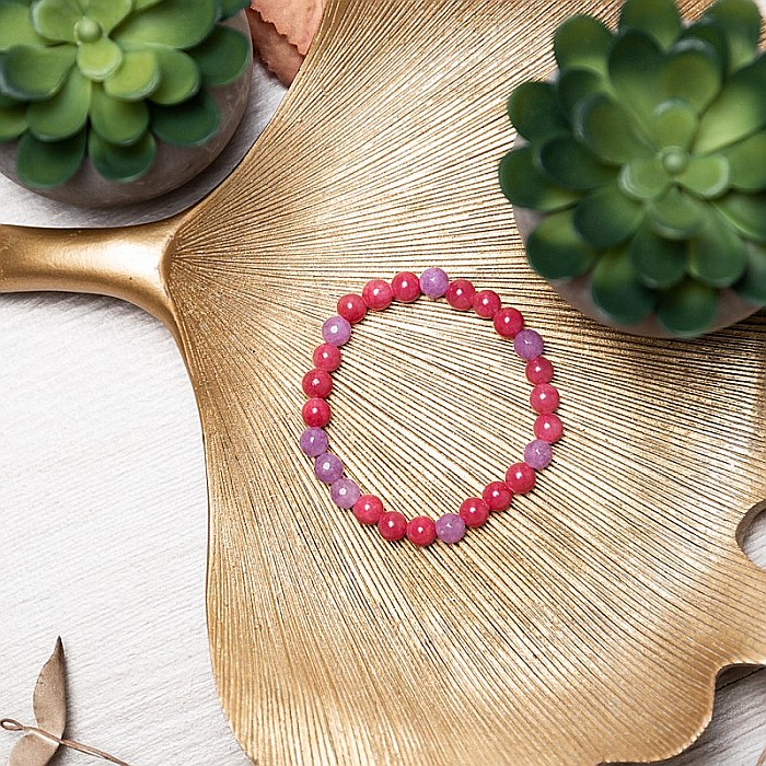 Bratara elastica cu pietre semipretioase fete Namya din cristale de Jad, sfere de 6mm [7]