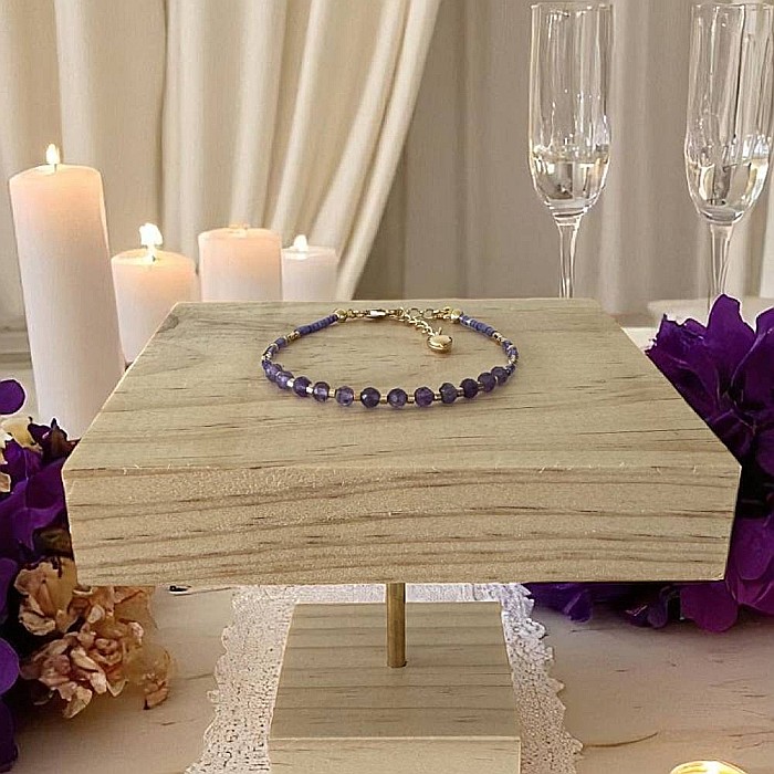 Bratara eleganta cu cristale de Ametist cu Miyuki mov si argint placat cu aur [5]