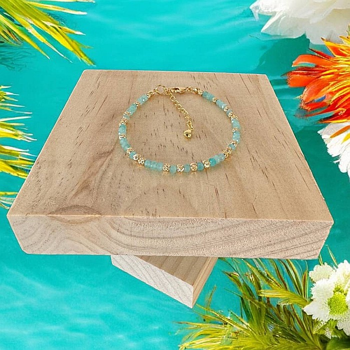 Bratara eleganta dama handmade Nabila cu Amazonit si argint placat cu aur 925 [11]