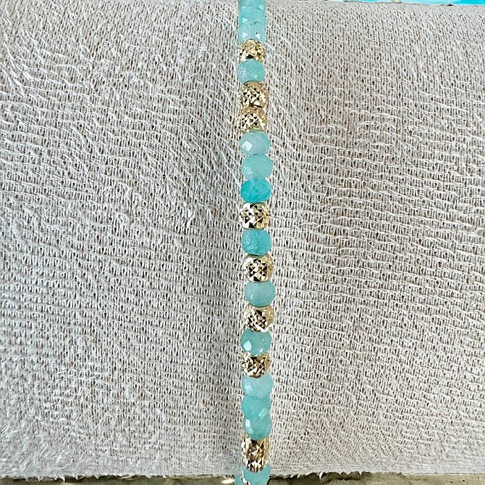 Bratara eleganta dama handmade Nabila cu Amazonit si argint placat cu aur 925 [4]