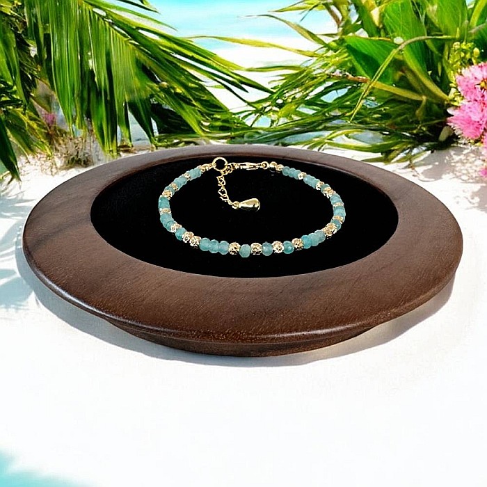 Bratara eleganta dama handmade Nabila cu Amazonit si argint placat cu aur 925 [9]