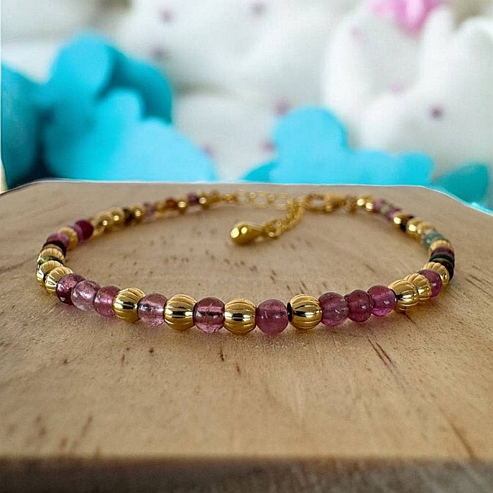 Bratara eleganta dama Jameela din turmalina multicolora Candy cu argint placat cu aur [10]