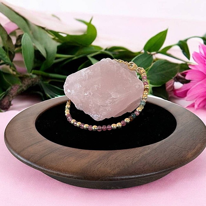 Bratara eleganta dama Jameela din turmalina multicolora Candy cu argint placat cu aur [1]