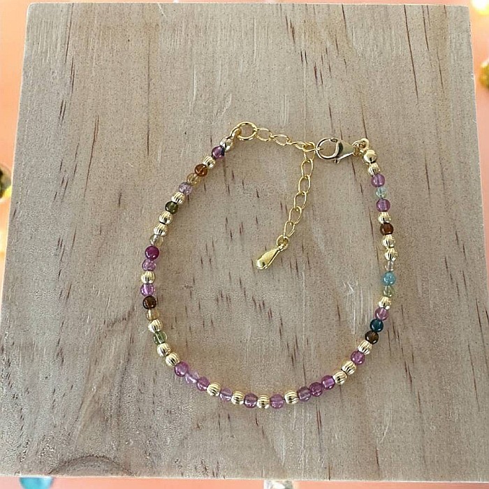 Bratara eleganta dama Jameela din turmalina multicolora Candy cu argint placat cu aur [3]