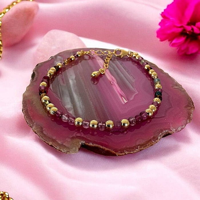 Bratara eleganta dama Jameela din turmalina multicolora Candy cu argint placat cu aur [8]