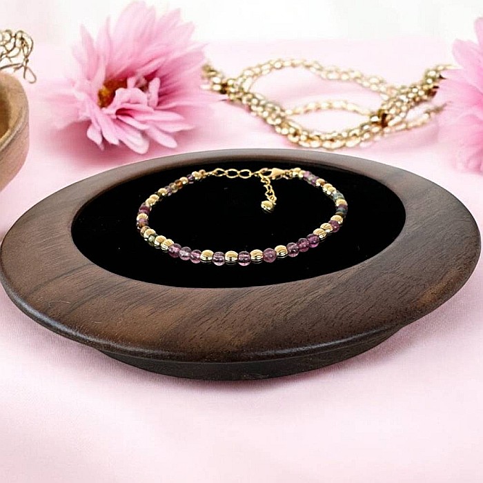 Bratara eleganta dama Jameela din turmalina multicolora Candy cu argint placat cu aur [5]