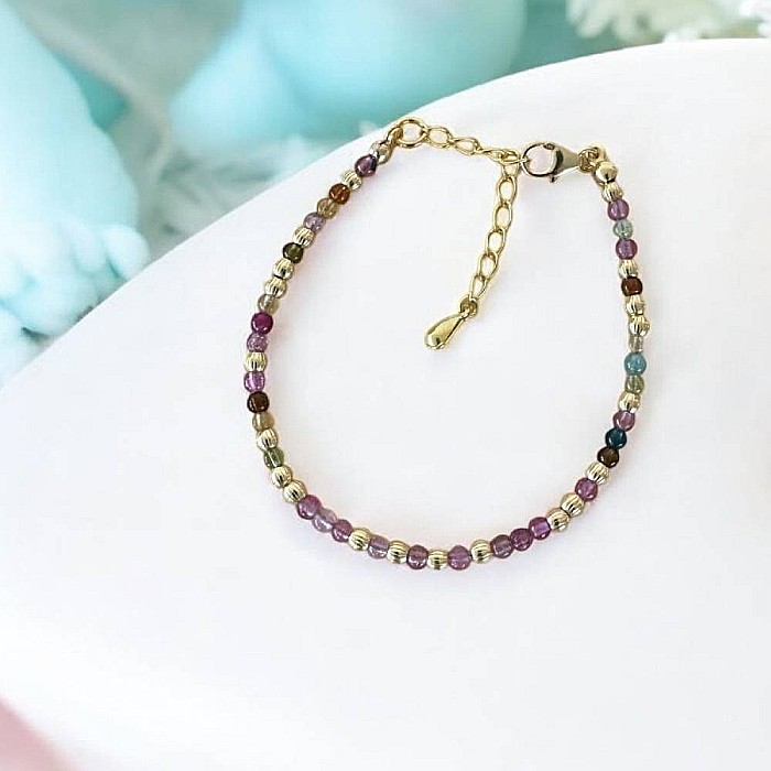 Bratara eleganta dama Jameela din turmalina multicolora Candy cu argint placat cu aur [11]