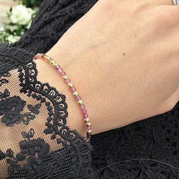 Bratara eleganta dama Jameela din turmalina multicolora Candy cu argint placat cu aur [2]