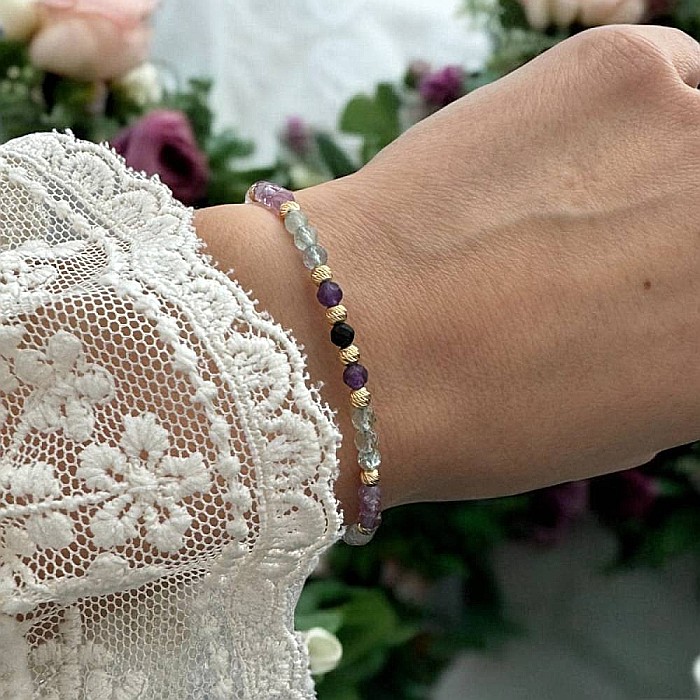 Bratara eleganta dama Salma din fluorit si argint placat cu aur 925 [2]