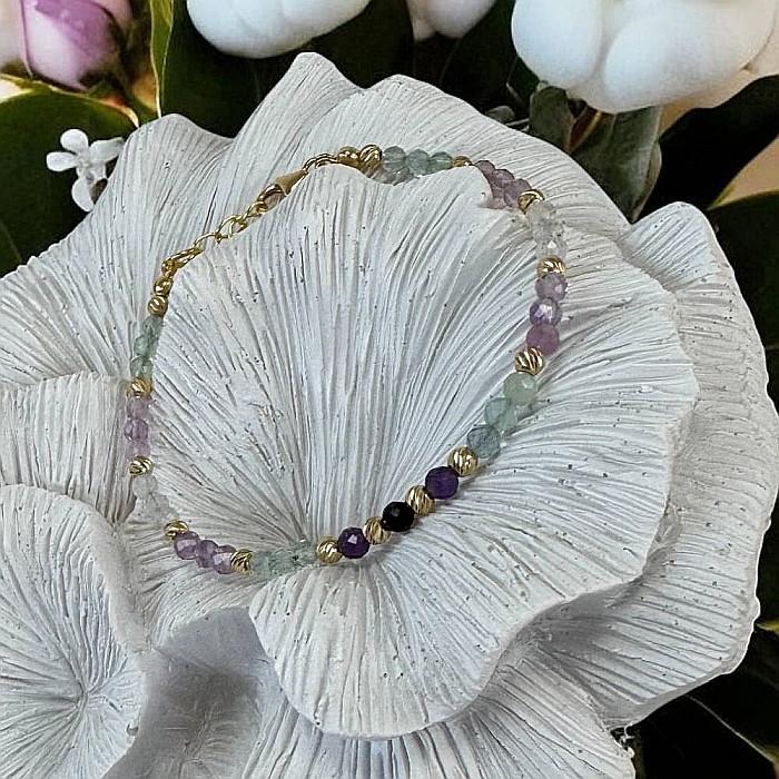 Bratara eleganta dama Salma din fluorit si argint placat cu aur 925 [9]