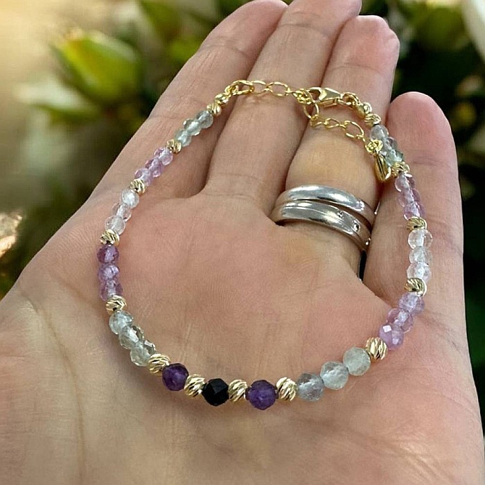 Bratara eleganta dama Salma din fluorit si argint placat cu aur 925 [4]