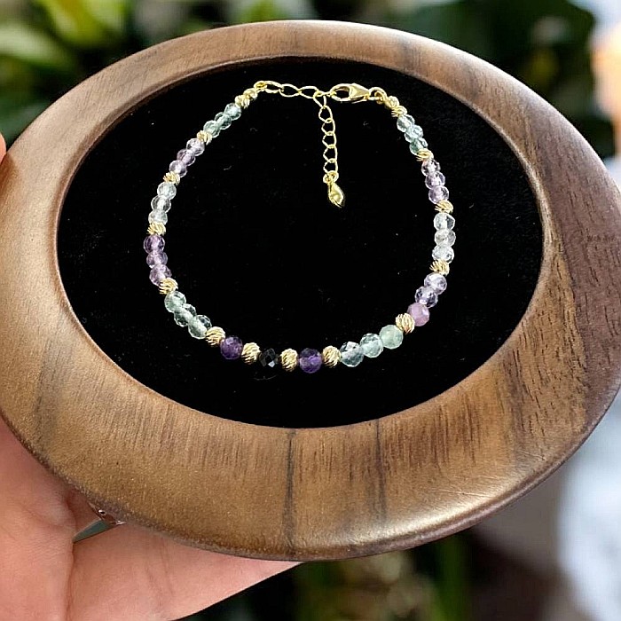 Bratara eleganta dama Salma din fluorit si argint placat cu aur 925 [7]