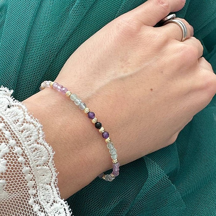 Bratara eleganta dama Salma din fluorit si argint placat cu aur 925 [10]