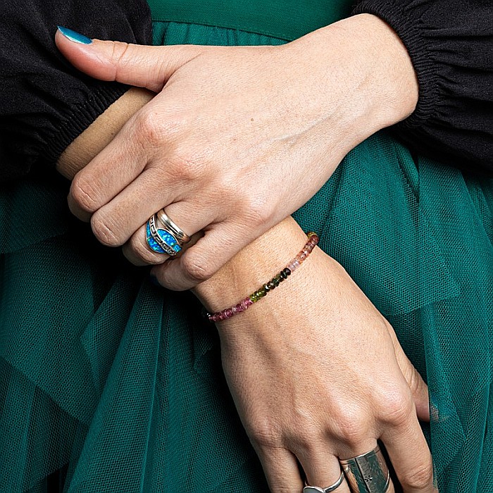 Bratara Felicity din turmalina multicolora rondele A++, inchidere din Argint 925 [9]