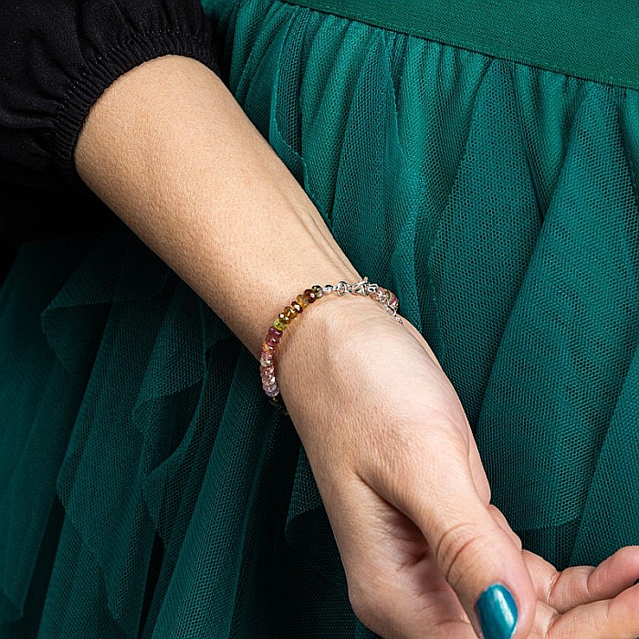 Bratara Felicity din turmalina multicolora rondele A++, inchidere din Argint 925 [10]