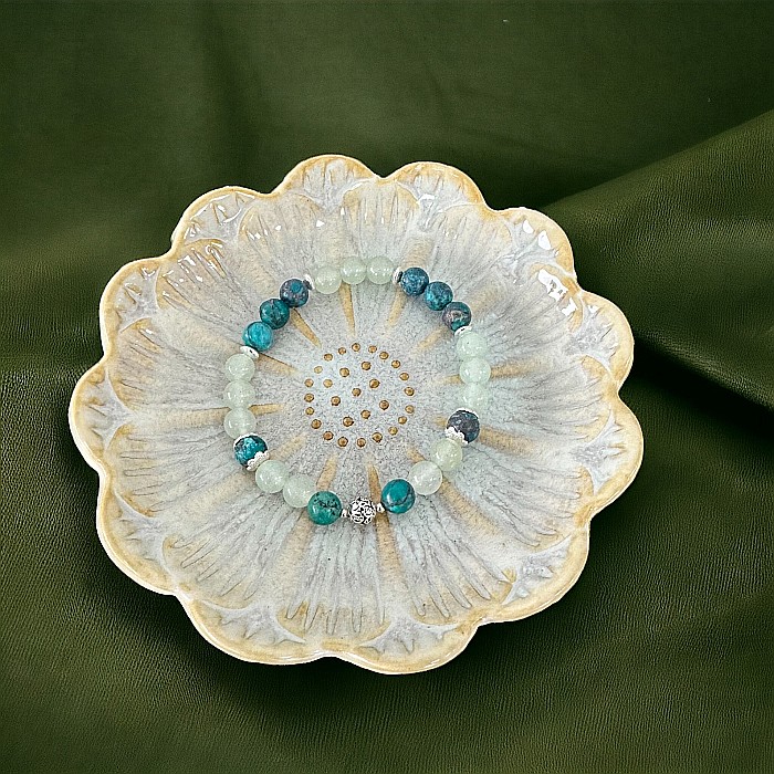 Bratara femei Adria din cristale de Aventurin si Turcoaz American cu accesorii din argint 925 [6]