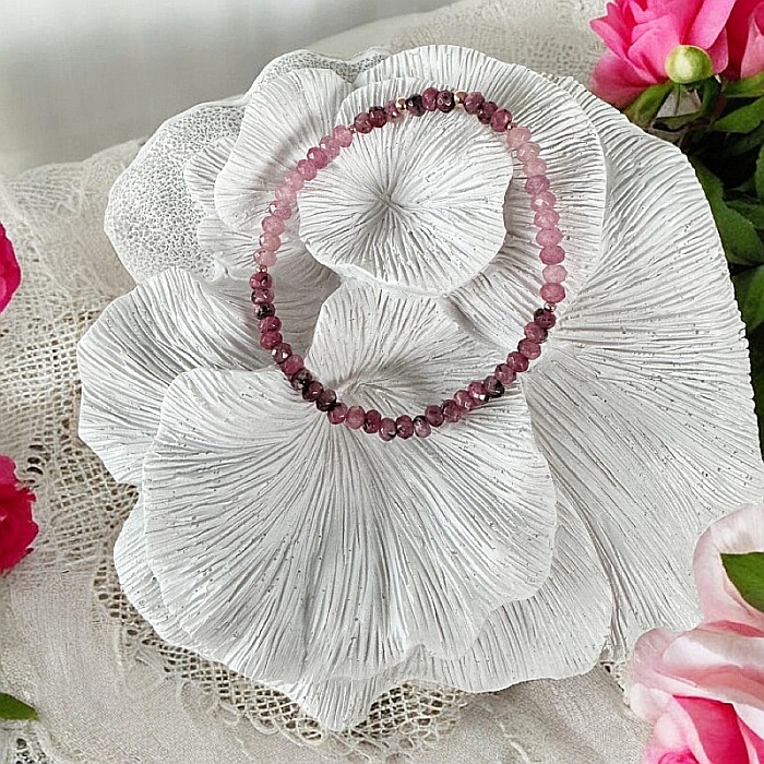 Bratara femei Arabella din Rodonit si Jad Roz cu argint placat roz gold 925 [6]