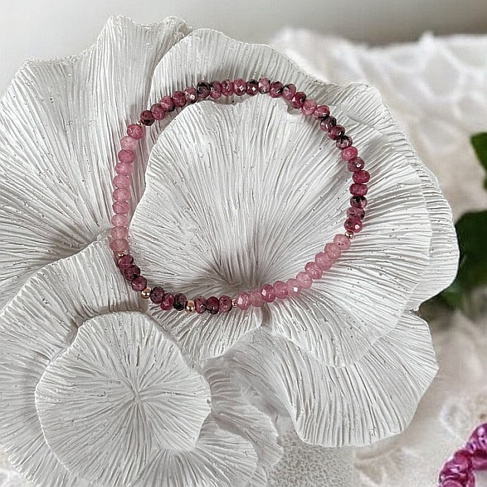 Bratara femei Arabella din Rodonit si Jad Roz cu argint placat roz gold 925 [7]