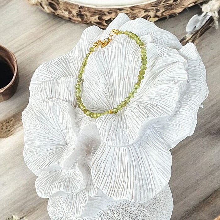 Bratara femei Coronis din cristale de Peridot si argint placat cu aur [5]