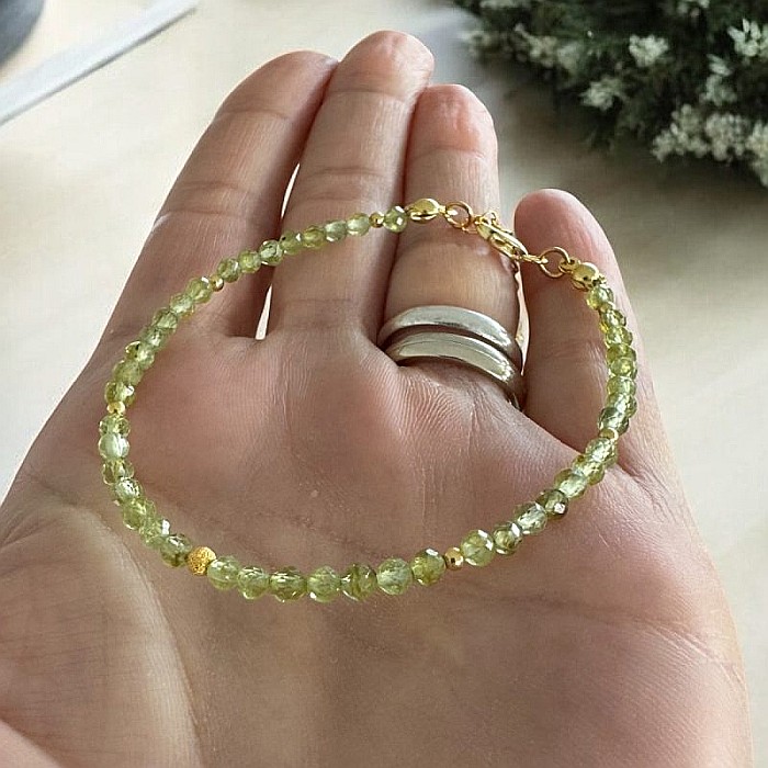 Bratara femei Coronis din cristale de Peridot si argint placat cu aur [3]