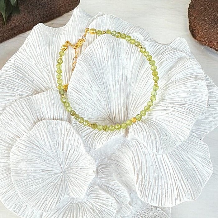 Bratara femei Coronis din cristale de Peridot si argint placat cu aur [4]