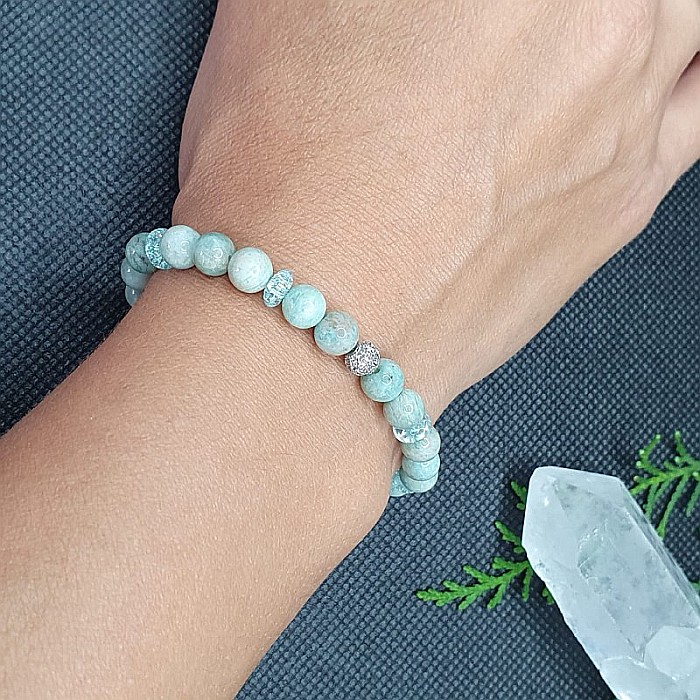 Bratara femei din pietre naturale de Amazonit si rondele de cristal ❤️ [3]