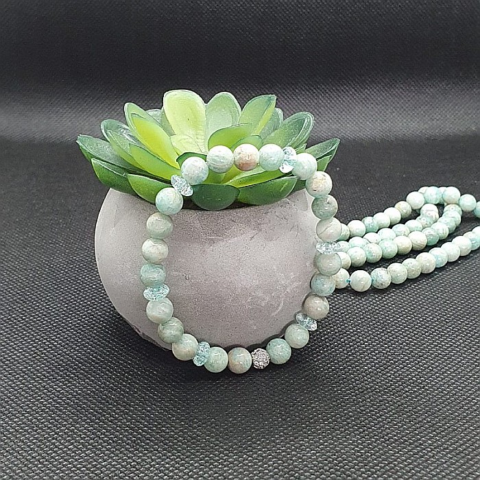 Bratara femei din pietre naturale de Amazonit si rondele de cristal ❤️ [1]