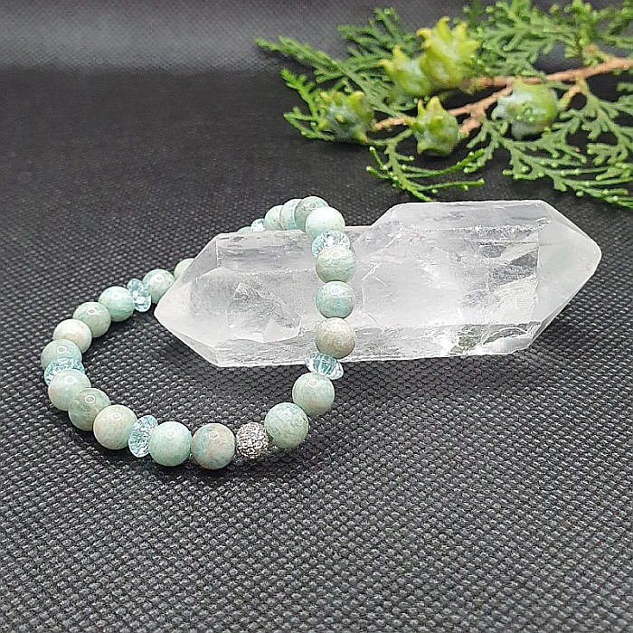 Bratara femei din pietre naturale de Amazonit si rondele de cristal ❤️ [2]