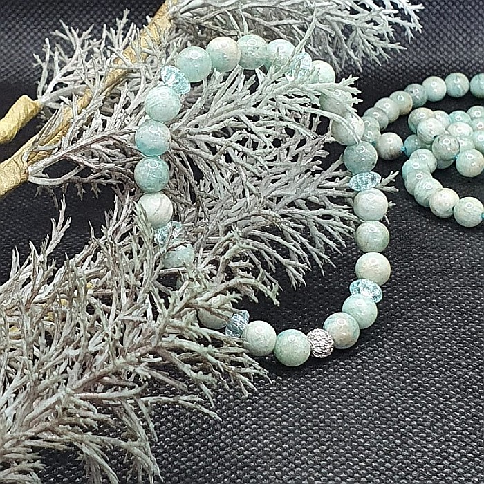 Bratara femei din pietre naturale de Amazonit si rondele de cristal ❤️ [4]