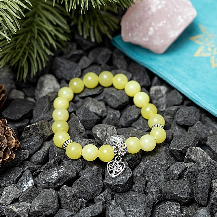 Bratara femei Karen handmade din cristale de Jad Lemon cu charm Inima Copacul Vietii [7]
