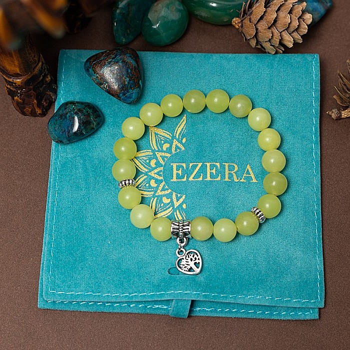 Bratara femei Karen handmade din cristale de Jad Lemon cu charm Inima Copacul Vietii [5]