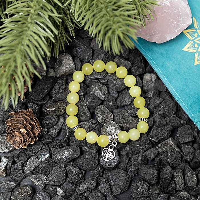 Bratara femei Karen handmade din cristale de Jad Lemon cu charm Inima Copacul Vietii [6]