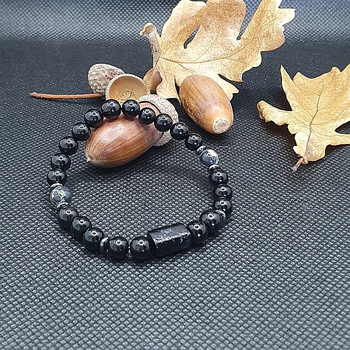 Bratara femei Nalin din piatra de Turmalina si Shell Turquoise Negru, margele de 6mm [1]