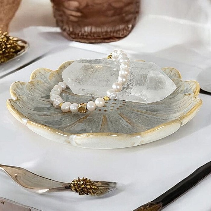 Bratara femei perle de cultura si argint placat cu aur Luana [4]