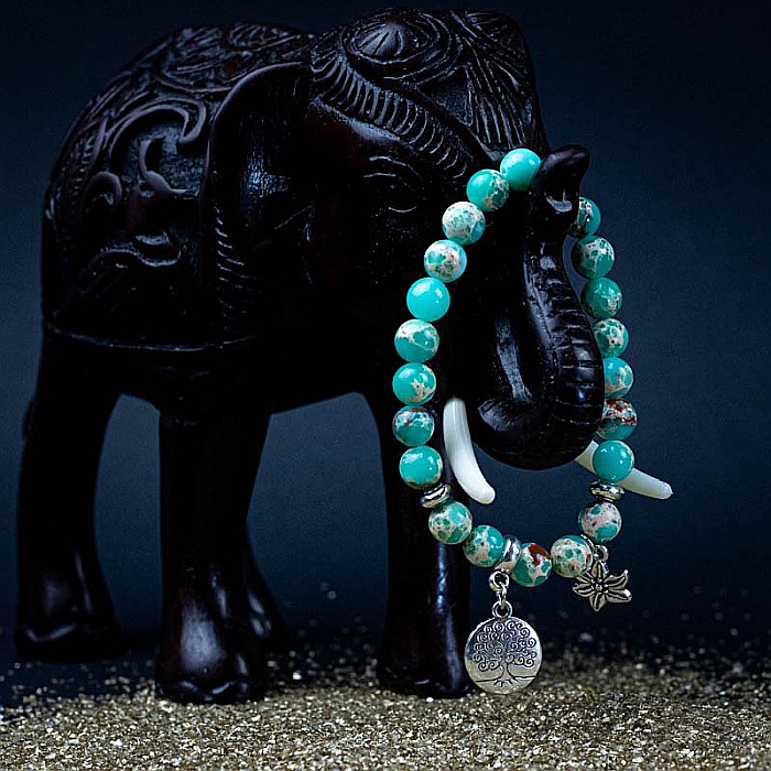 Bratara “FEROZA” din Piatra Jasp cu Accesoriu Copacul Vietii [2]