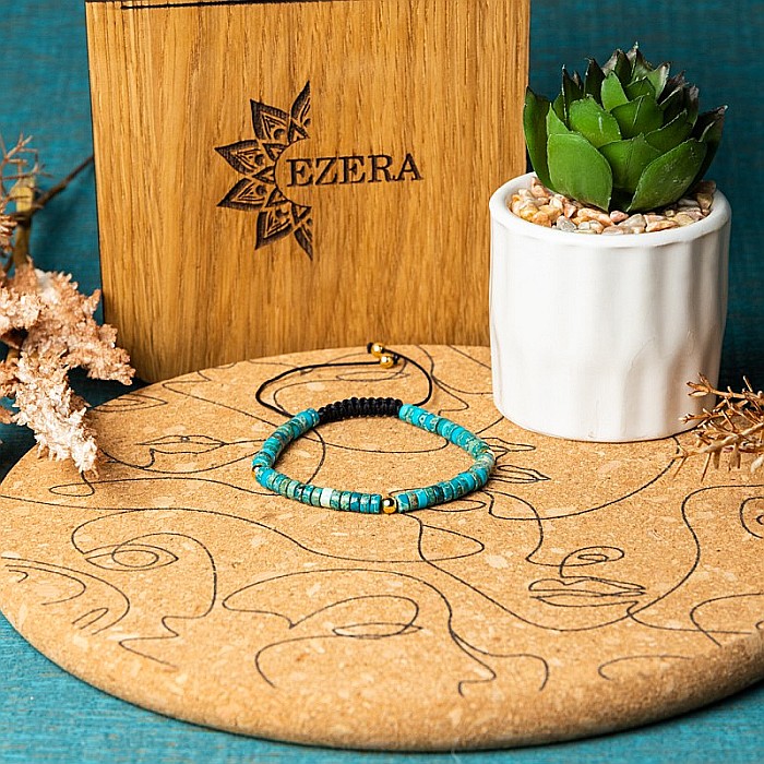 Bratara fete cu snur din Sediment Marin Jasp Turcoaz, Ina [8]